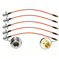 Câble coaxial RF RG400 à double blindage, avec connecteur femelle N à 4 trous pour montage sur panneau et connecteur mâle SMA, en argent