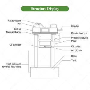 Machine d'extraction par pressage hydraulique à froid pour huile de sésame, de noix de coco, d'olive et d'avocat - Product Image 4