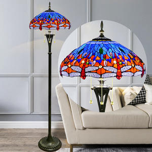 Vintage Tiffany <span class=keywords><strong>libellule</strong></span> créatif chaud verre LED lampadaires pour café chambre salon debout Vertical lampadaire - Product Image 2