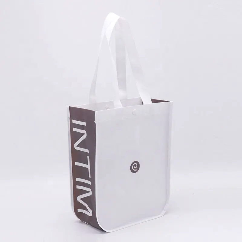 Bolsa de compras reutilizable de tamaño pequeño, bolsa de mano con logotipo impreso, Lulu Lemon PP, con esquinas curvadas de diseño personalizado