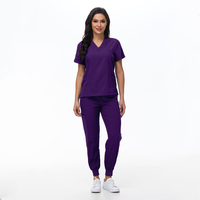 Blouse Médicale Stretch de Couleur Foncée Tendance avec Logo Personnalisé, Uniforme Clinique Dentaire