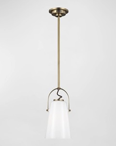 Suspension à cône en laiton et verre dépoli | Lampe suspendue moderne vintage pour décor de salle à manger de chambre à coucher - Product Image 1