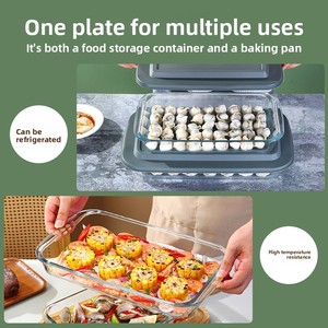 Plaques en verre borosilicate de haute qualité, plateaux de cuisson pour micro-ondes, récipients de stockage en verre pour raviolis, <span class=keywords><strong>accessoires</strong></span> de cuisine - Product Image 4