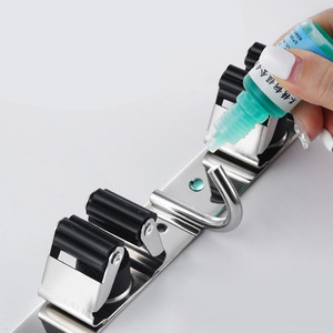 Support mural multifonctionnel en acier inoxydable pour outils de nettoyage Support de rangement sans poinçon pour balai et serpillière Autre crochet mural de rangement - Product Image 5