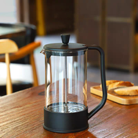 Cafetière à piston écologique 1000 ml, personnalisable, en métal, pour camping, café, thé, lait moussé, cuisine moderne, transparente