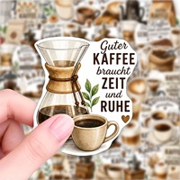 50 Pezzi Adesivi Creativi con Citazioni sulla Cultura del Caffè Tedesco per Telefono e Bagagli, Sticker Decorativi Kaffee Culture