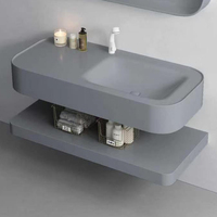 Vente directe d'usine, armoire de salle de bain murale avec lavabo en résine, différentes couleurs et miroir pour salle de bain d'hôtel