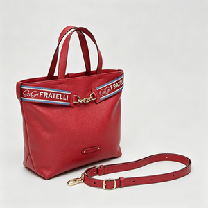 <b>Red</b> Pebbled Leather Tote Bag, Top Handle Webbing Chain Decor Adjustable Strap Daily Single Shoulder <b>Handbag</b> - Product Image 1