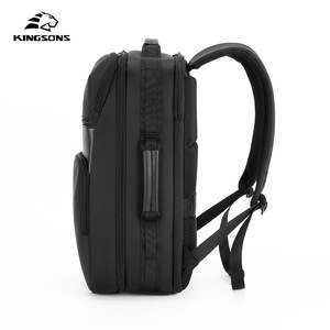 Kingsons Laptop <b>Backpack</b> <b>Black</b> Large Capacity Business Travel Unisex Shoulder Straps Solid Color - Product Image 1