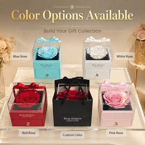 Regalo di Natale e San Valentino, <span class=keywords><strong>Collana</strong></span> con Rose Eterne, Rose Conservate in Scatole Acriliche, Set Regalo di Lusso per Donne - Product Image 2