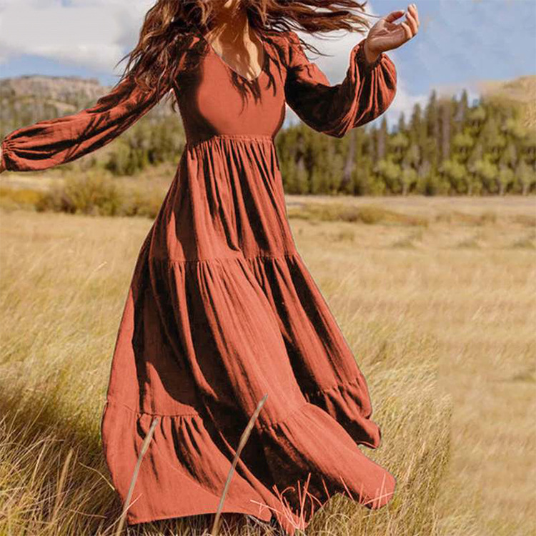 brown polka dot long sleeve dress Brown Polka Dot Long Sleeve Mini Dress Brown / 4 main image 1