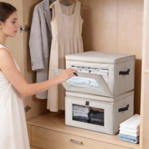 Bac de <span class=keywords><strong>rangement</strong></span> magnétique pliable au design créatif avec fenêtre d'ouverture frontale, grande capacité pour le <span class=keywords><strong>rangement</strong></span> à domicile - Product Image 2