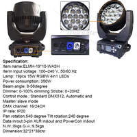 Marslite 19x15W Projecteur LED Wash à tête mobile avec zoom pour scène, DJ et club, Fournisseur OEM de premier plan, Projecteur LED Wash à zoom pour DJ
