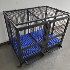 Cage à chien pliable en fer robuste, chenil portable pour animaux de compagnie avec double porte, plateau amovible, plusieurs couleurs, taille personnalisée - Product Image 3