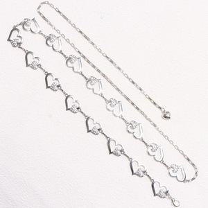 โซ่คาดเอวรูปหัวใจสีเงิน โซ่โลหะแบบโปร่งสำหรับผู้หญิง ตกแต่งชุดเดรสสำหรับงานปาร์ตี้ แบบพันรอบเส้นเดียว สีเงินทิเบต - Product Image 2