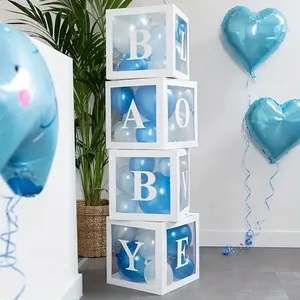 Geburtstag Babyparty Geschenk Hochzeit Dekoration bunte Ballon durchsichtige Brief Party Karton Blöcke Box Ballonbox