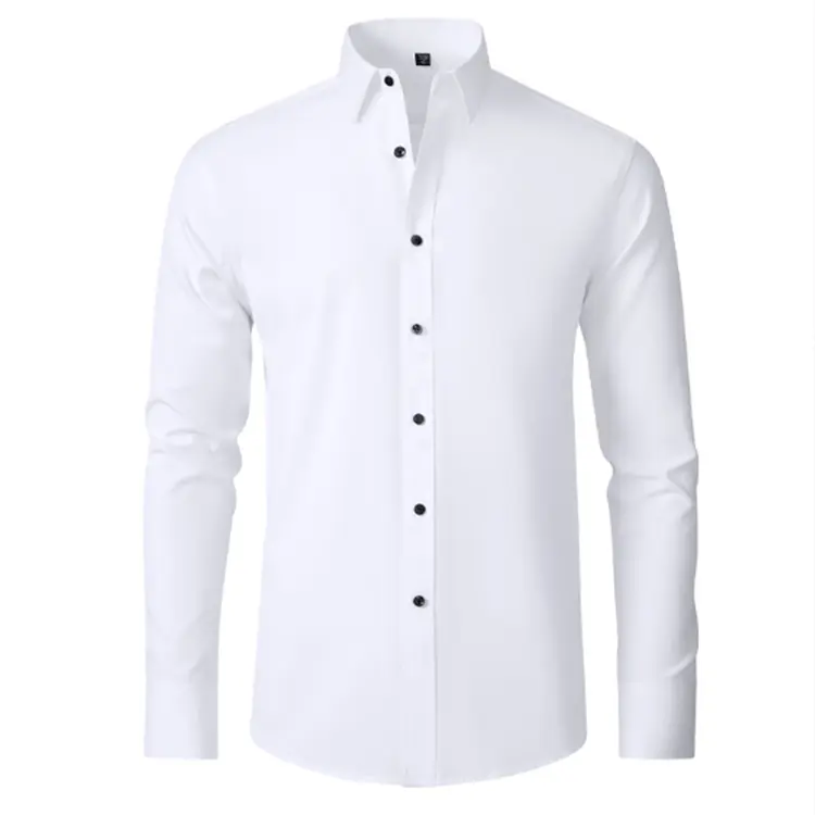 Heren Overhemd Niet-Strijken Anti-Rimpel Stretch Business Dunne Lange Mouw Shirt Voor Heren