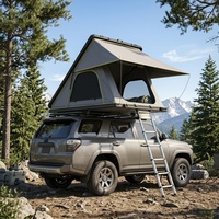 Aluminium Dreieckiges Hartschalen-Dachzelt 210x140cm 900D Oxford Wasserdicht USB-Licht Leiter SUV 4x4 Camping