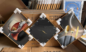 Decorazione per Soggiorno, Orologio da Parete a 3 Pannelli in Stile Nordico di Lusso, Dipinto in Porcellana con Cristalli, Quadro Moderno Minimalista per Sfondo Divano - Product Image 5