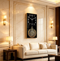 Horloge murale rectangulaire en porcelaine de cristal, calligraphie islamique religieuse, art de la mosquée, horloge silencieuse à quartz pour la maison, le salon