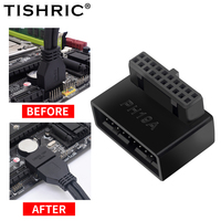 TISHRIC USB 3.0 19-Pin 20-Pin Buchsenadapter, abgewinkelt um 90 Grad, für Desktop-Computer-Motherboard, interner Header, USB3.0 19/20P-Stecker