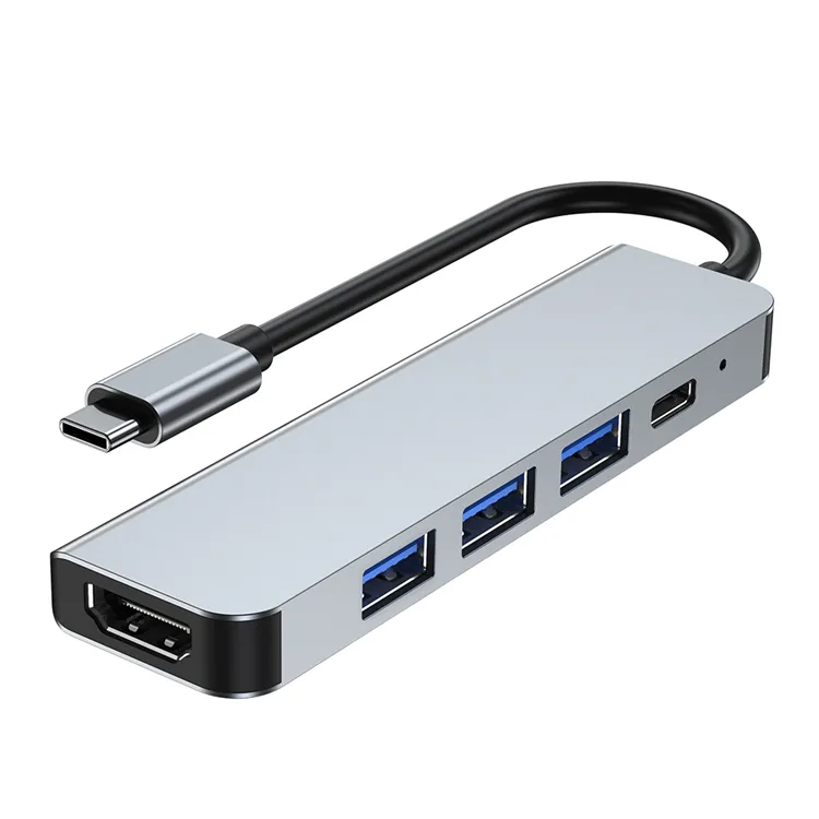 Estação de acoplamento USB 3.0 portátil multifuncional 5 em 1 tipo C para Hdmi 4k USB 3.0 hub para dispositivos móveis
