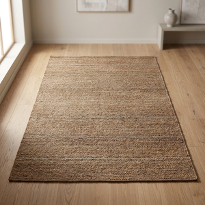 Alfombra de yute natural para sala de estar, delgada, plana, tejida, estilo bohemio, rectangular, alfombra de yute Majlis, alfombra de yute tejida a mano, alfombra de yute a rayas - Product Image 1