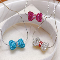 Collier en zircon à nœud papillon tendance - Nouveau design INS - Polyvalent pour toutes les occasions - Collier élégant en acier inoxydable pour femmes