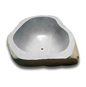 Bañera Ovalada Tradicional para Exterior con Masaje de Aire, Piedra Natural de Río, Gris Oscuro, Tamaño Personalizado, Drenaje Central, Uso en Villas, Segura, de Madera, OEM - Product Image 2