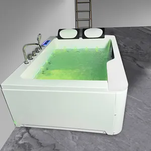 Bak mandi pusaran ganda profesional Tiongkok, bak mandi pijat akrilik dengan tempat di kamar mandi