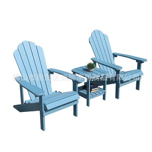 ชุดเก้าอี้ Adirondack สำหรับกลางแจ้ง ทำจากพลาสติกและไม้ เหมาะสำหรับสวน ลานบ้าน ชายหาด สระว่ายน้ำ พร้อมโต๊ะ ทนทาน สไตล์ชายทะเล - Product Image 1