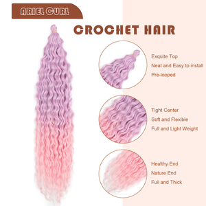 Extensiones de Cabello Sintético de 22 Pulgadas, Estilo Arie Curl, Rizado, Hippie Curl, Ondulado, Ondas Sueltas, Tejido Único, Teñido, para Trenzas - Product Image 3