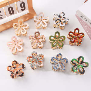 6.5cm coréen en plastique fleur nordique Clips requin cheveux griffe petit Vintage ambre découpe pinces Clips pour fille tempérament pinces à cheveux - Product Image 2
