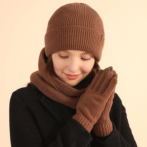 Fashion <strong>Women</strong> 3pcs Acrylic Winter Beanie <strong>Hat</strong> <strong>Set</strong> Winter <strong>Hats</strong> <strong>and</strong> Mitten <strong>Scarf</strong> for <strong>Women</strong> Warm <strong>Scarf</strong> <strong>and</strong> Touchscreen Gloves - Product Image 2