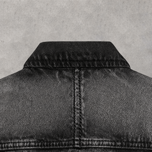 Người Đàn Ông Của Chất Lượng Cao Màu Đen Axit Rửa Cao Đẳng Denim Áo Khoác Với Biểu Tượng Tùy Chỉnh Mùa Đông Thời Trang Đường Phố Xu Hướng - Product Image 3