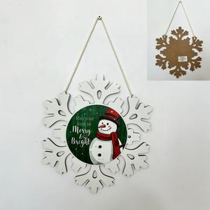 ตุ๊กตาหิมะคริสต์มาสฤดูหนาวแผ่นไม้ MDF แขวนด้านหน้าประตูต้อนรับแผ่นไม้ออกแบบเป็นของขวัญตกแต่งบ้าน - Product Image 4