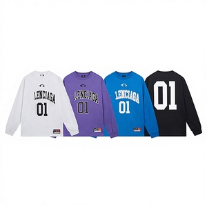 Versión Correcta Paris SS25 Nueva Camiseta de Baloncesto Marca <span class=keywords><strong>B</strong></span> con Diseño de Letras Bordadas, Estilo Casual Holgado, Unisex, Manga Larga, Algodón - Product Image 1