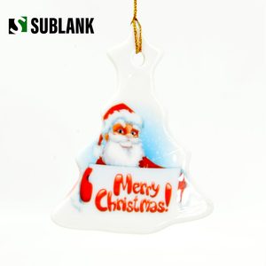 <strong>Wholesale</strong> Tree Decoration Pendant Hanging for Decorations Custom Sublimation <strong>Blank</strong> Christmas <strong>Ceramic</strong> Tree Shape <strong>Ornament</strong> - Product Image 4