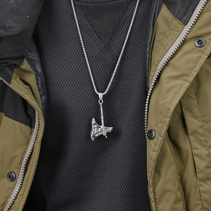 Viking Axe <b>Titanium</b> Steel Pendant Necklace Men's Nordic Skull Design Gift Jewelry - Product Image 3