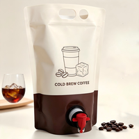 Pochette Doypack personnalisée avec bec verseur et robinet distributeur pour concentré de café froid et recharge de café