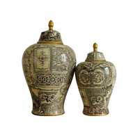 Pot de gingembre décoratif en céramique d'accessoires modernes en noir et blanc rétro européen à vendre vases en céramique de décoration intérieure