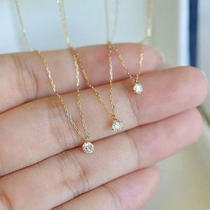 Xinfly Classic 0.15ct Diamond <b>Necklace</b> for Women 6-Claw Setting 18k Gold Fine Jewelry - Product Image 2