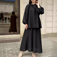 Ensemble de 2 pièces : Blouse et jupe longues amples à manches longues, longueur cheville, en mousseline respirante, tenue de mariage islamique, vêtements musulmans