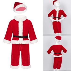 Baby Santa Claus Costumes Girls Velvet Dress With Hat <strong>Outfits</strong> Boys Tops With Pants Belt Hat Set for Christmas Party Holiday - Product Image 2