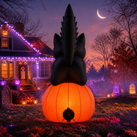 Décoration de jardin d'Halloween en forme de chat noir gonflable LED sur mesure