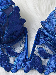 女性のセクシーな下着ディープVネック刺繍ブラとパンティ - Product Image 6