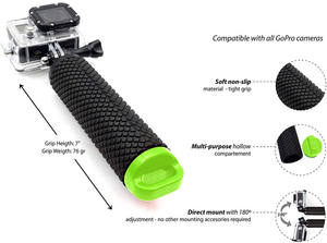 Không thấm nước Máy ảnh nổi tay <span class=keywords><strong>Grip</strong></span> Floaty Bobber cho <span class=keywords><strong>GoPro</strong></span> Anh Hùng 13 12 11 10 9 xử lý núi phụ kiện Kit - Product Image 6
