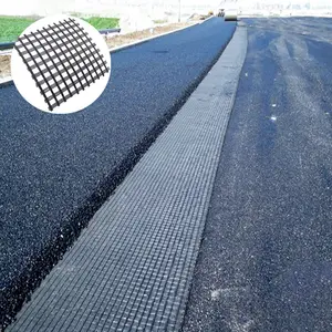 Geogrid supplier asphalt road fiberglass geogrid pavement glassfiber geomalla mesh used in road highway railway airport