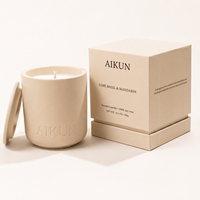 Aikun OEM, boîte-cadeau exquise, marque privée, bougie aromathérapeutique, désodorisant, bougie parfumée en céramique