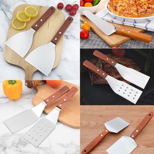 Pala de barbacoa con mango de madera para exteriores, herramienta de cocina de tres lados para asar carne y freír - Product Image 2